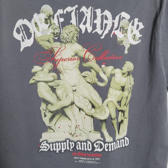 Supply & Demand Shirt Mens Large Gray Superior Collective Statue Graphic Tee NYC - Picture 4 of 12